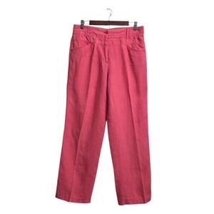 Olsen Mona High Rise Straight Leg Linen Ankle Pants In Coral Sz 10